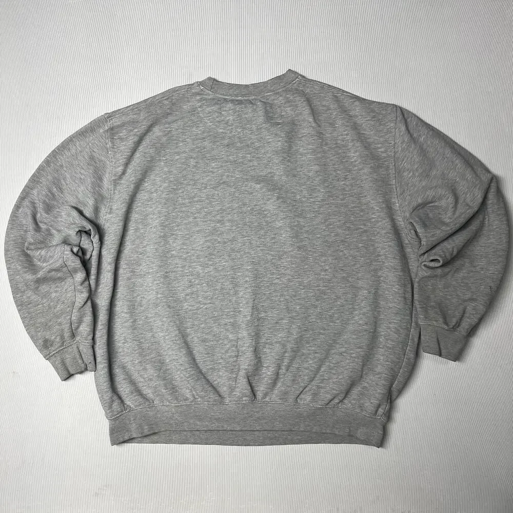 Nike Sweatshirt Mens 2XL Y2K Gray Fleece Crewneck Small Swoosh 00s Pullover